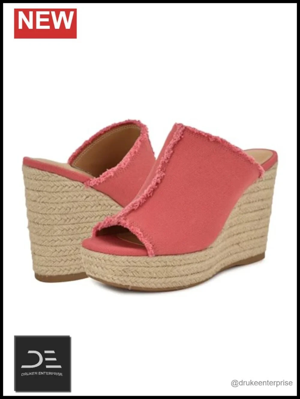 Wedge Sandals Open Toe Slip-On Textile